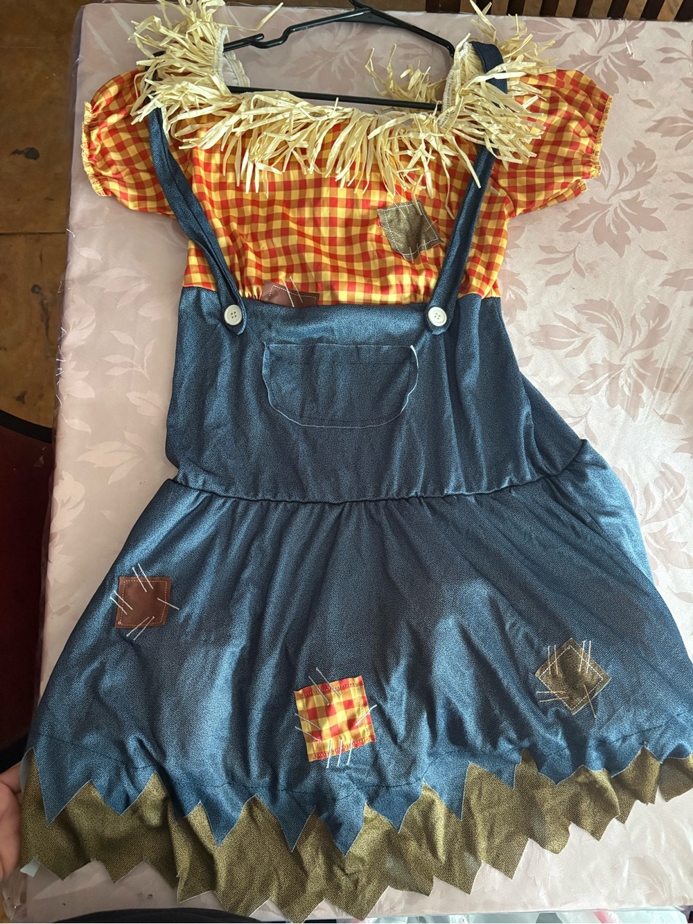 Girls' Blue Patchwork Scarecrow Dress - Kids Bottoms